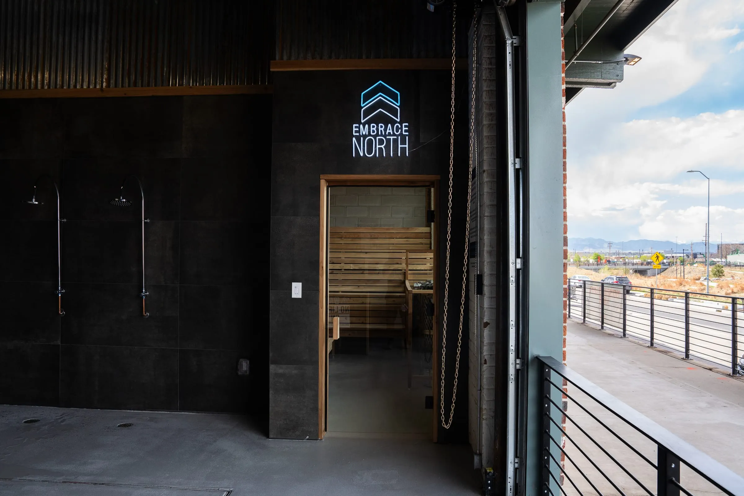 The entrance to Embrace North at York Street Yards in Denver