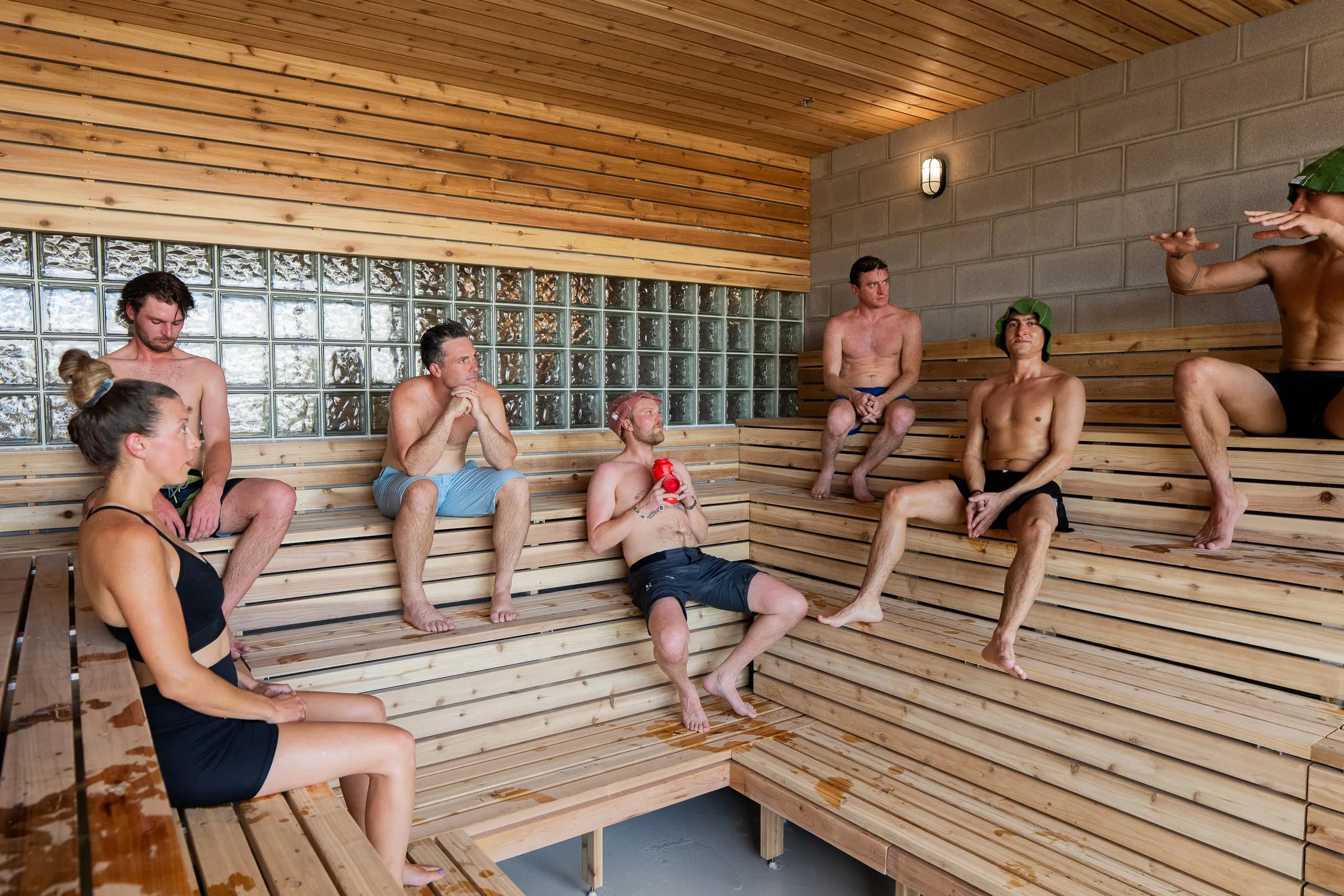 A full sauna at Embrace North York Street Yards in Denver